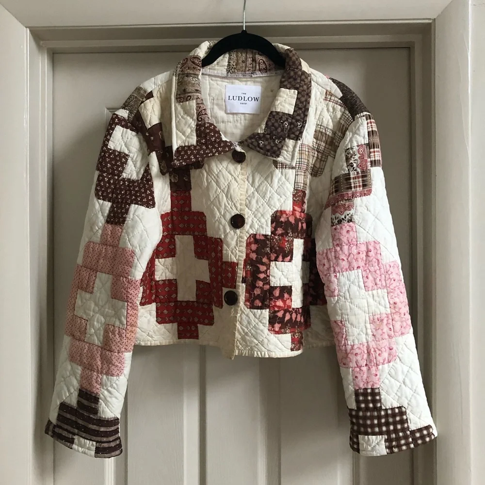 THE LUDLOW SHOP brand new rare 1800s friendship quilt crop coat small medium S/M - Picture 4 of 15